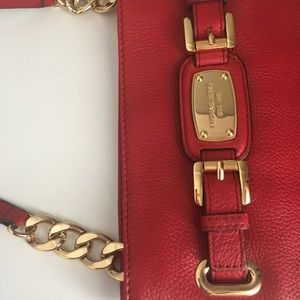 Michael Kors Red Pebbled Leather Crossbody Bag